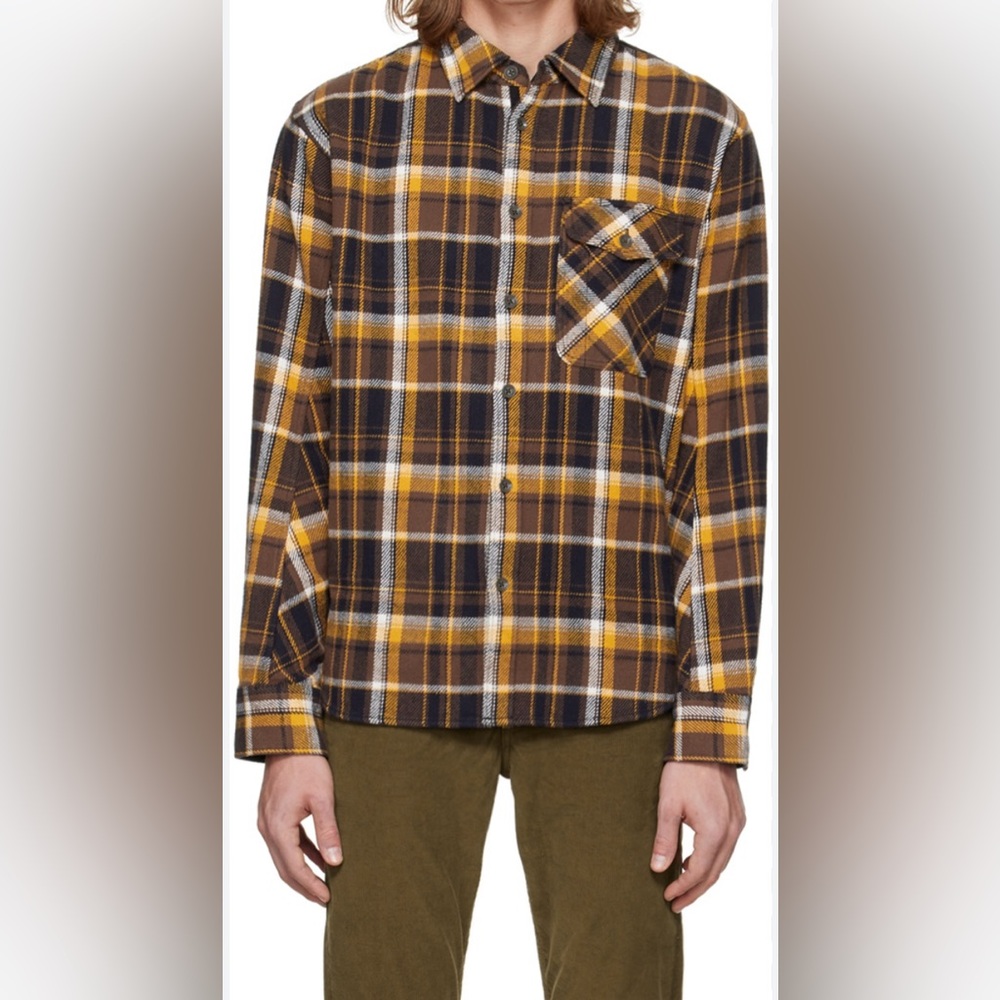 rag & bone Men’s Brown Yellow Plaid Flannel Shirt XL